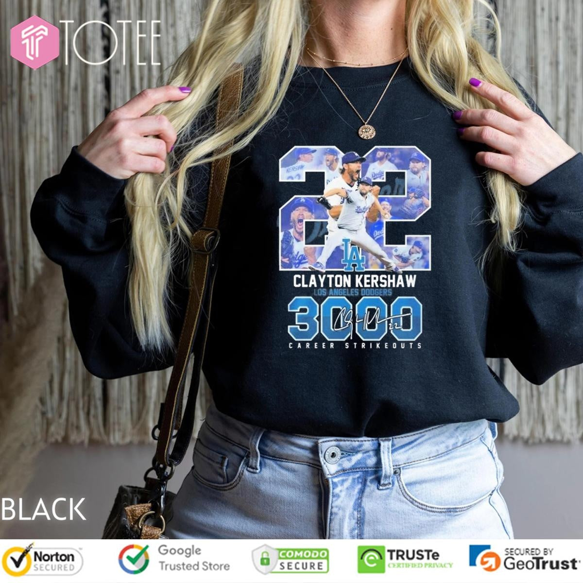 Clayton Kershaw 22 Los Angeles Dodgers 3000 Career Strikeouts Signature T-shirt