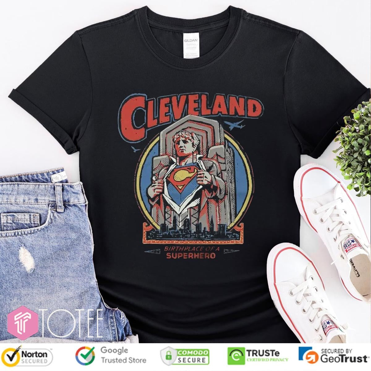 Cleveland Guardian Super Man Birthplace Of A Superhero Baseball T-shirt