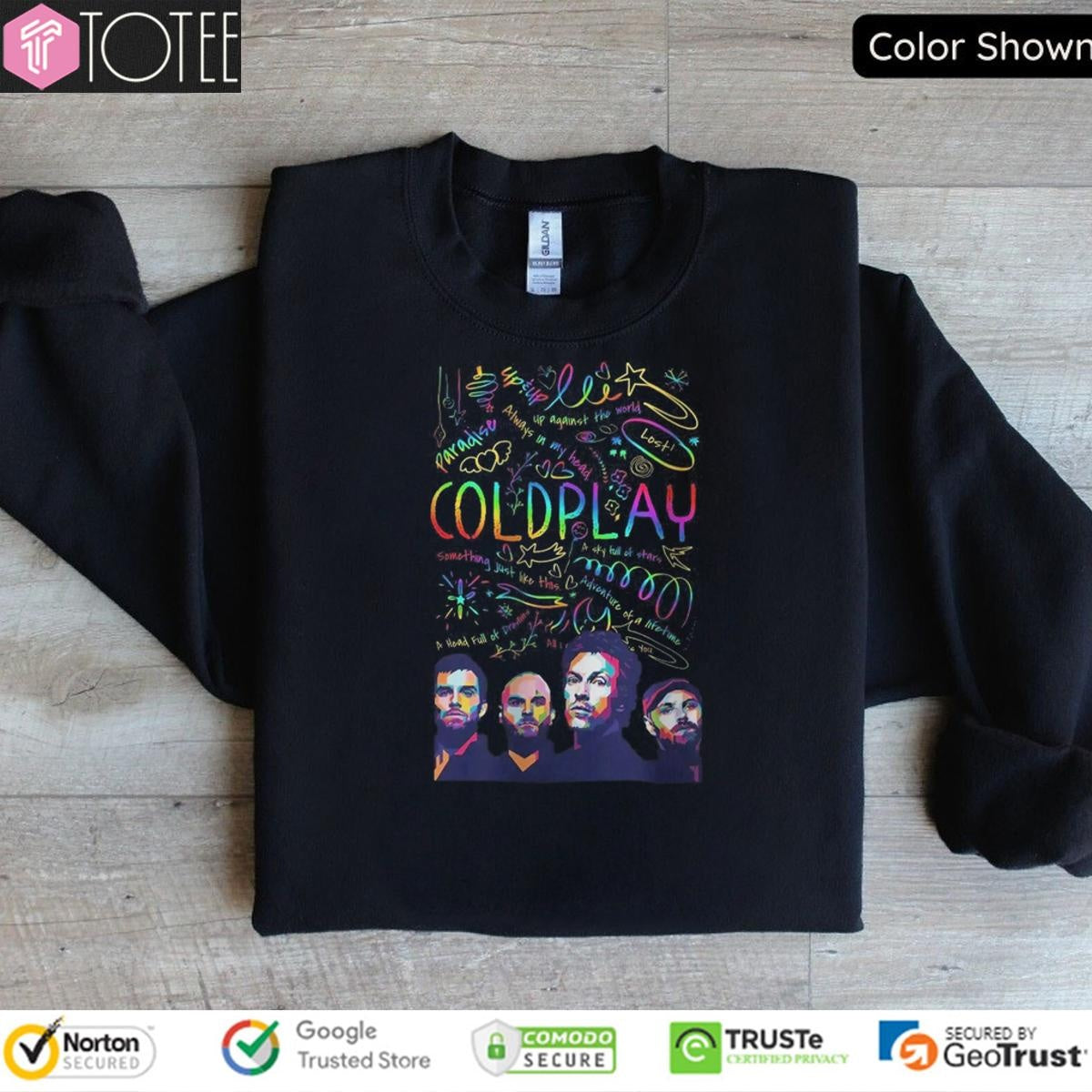 Coldplay Colorful Lyric Collage Chris Martin Concert T-shirt