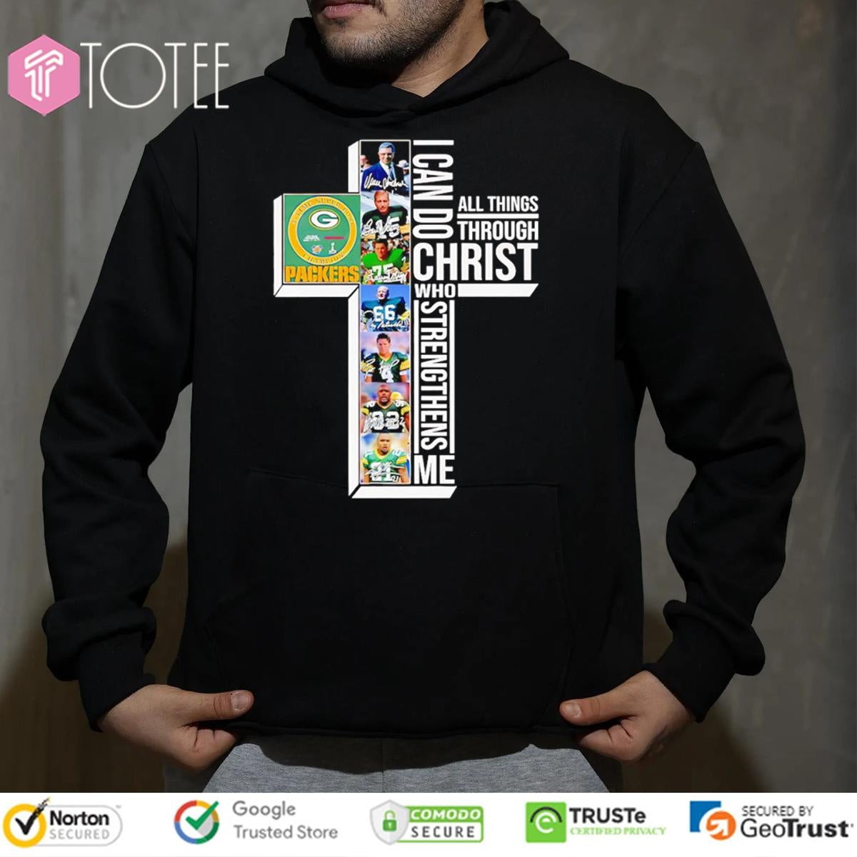 Cross Green Bay Packers 4 Time Super Bowl Champions Signatures T-shirt