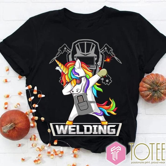 Dabbing Unicorn Welding Welder T-shirt
