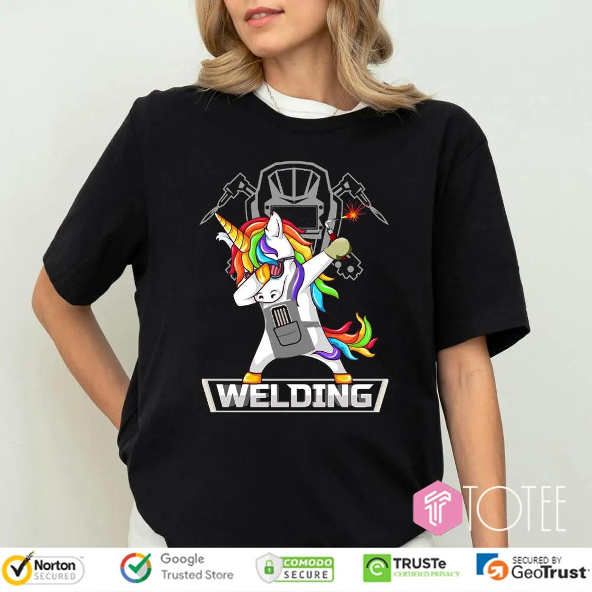 Dabbing Unicorn Welding Welder T-shirt
