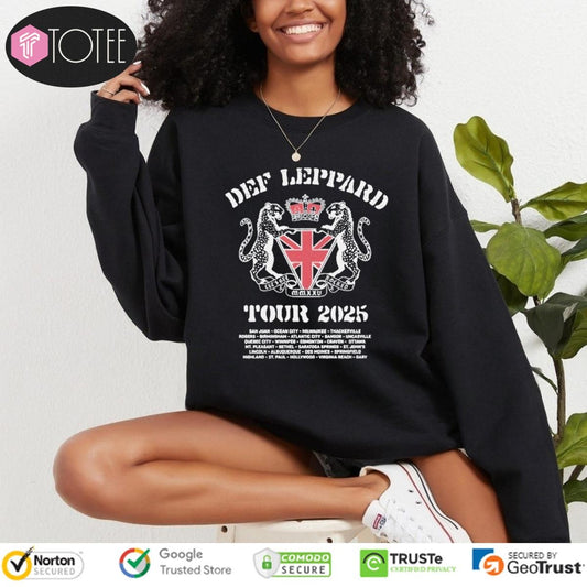 Def Leppard Rock Band Lets Get Rocked Tour 2025 Sweatshirt