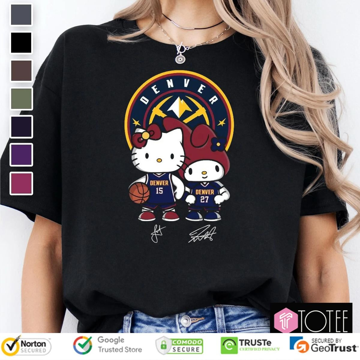 Denver Nuggets Nikola Jokić Jamal Murray Hello Kitty Signatures T-shirt
