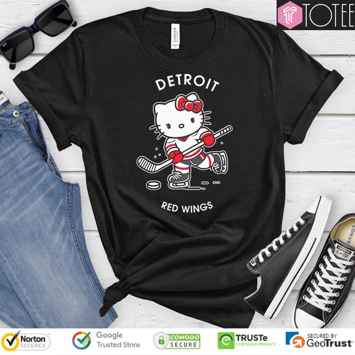 Detroit Red Wings Hockey Hello Kitty T-shirt