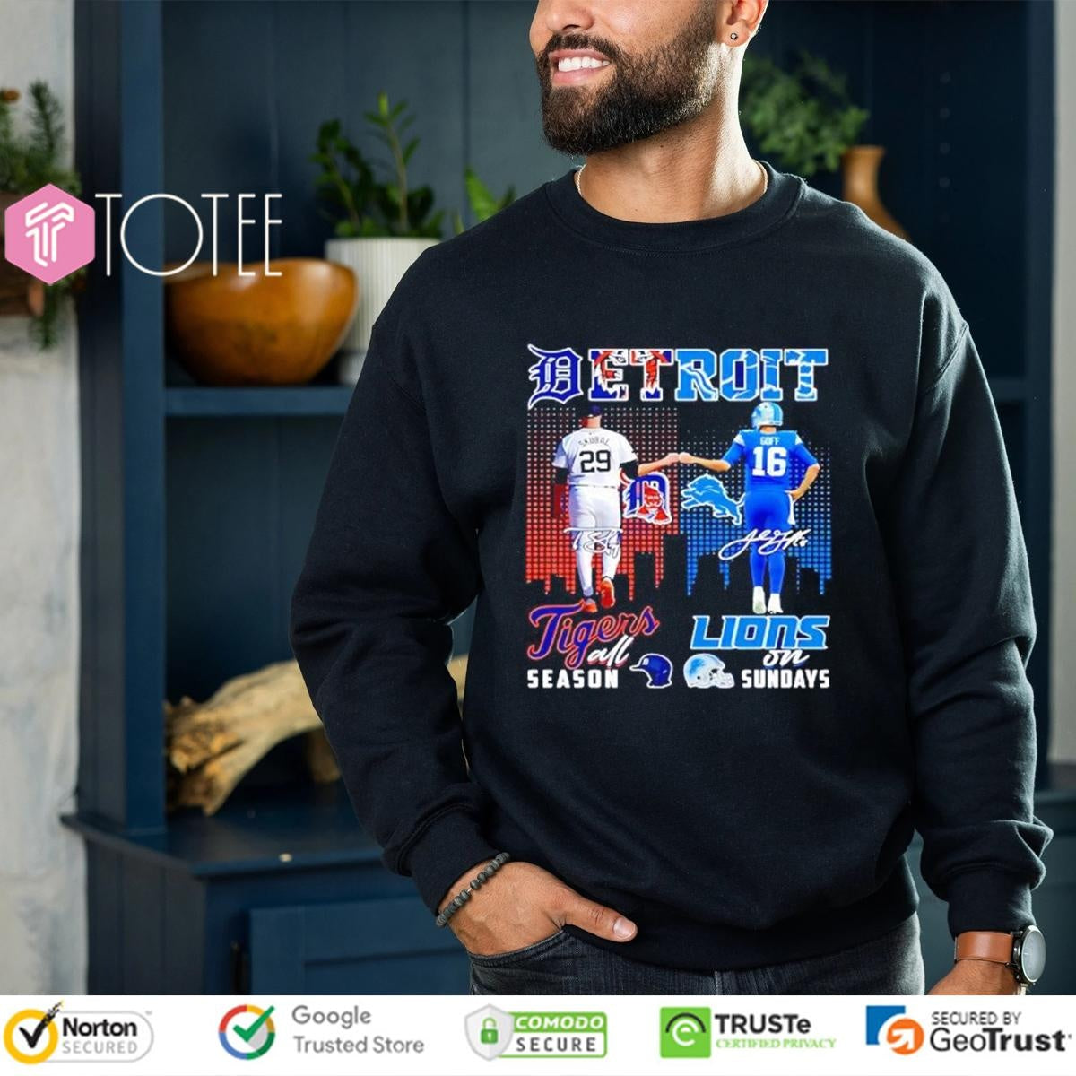 Detroit Tigers Lions Skubal Goff All Season On Sundays Signatures T-shirt