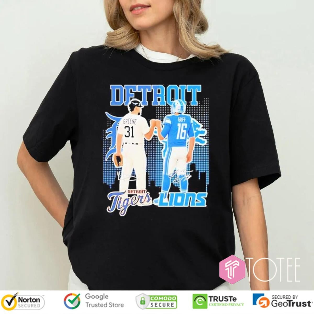 Detroit Tigers Riley Greene Jared Goff Detroit Lions Signatures T-shirt