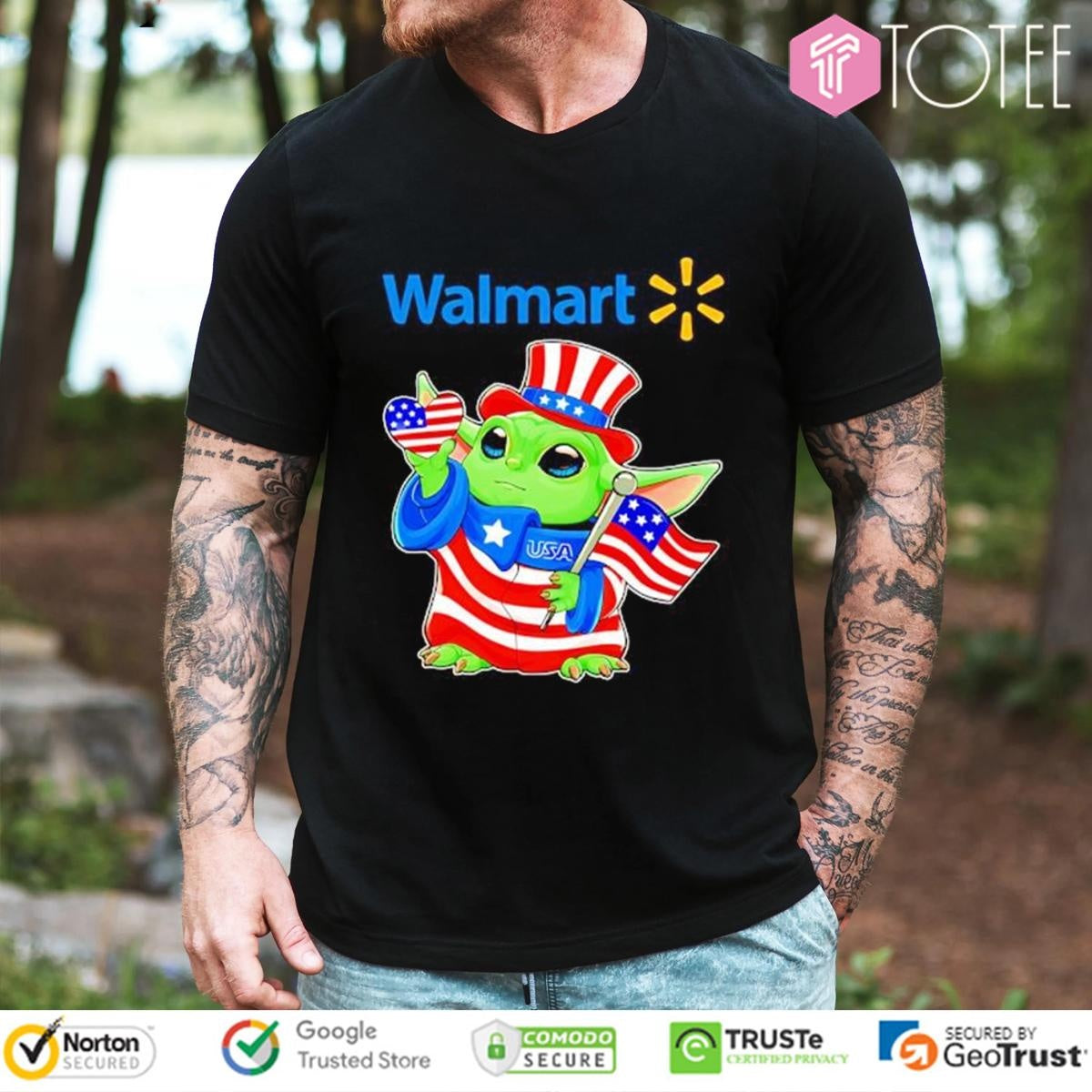 Disney Baby Yoda Walmart Star Wars Force Of July America T-shirt