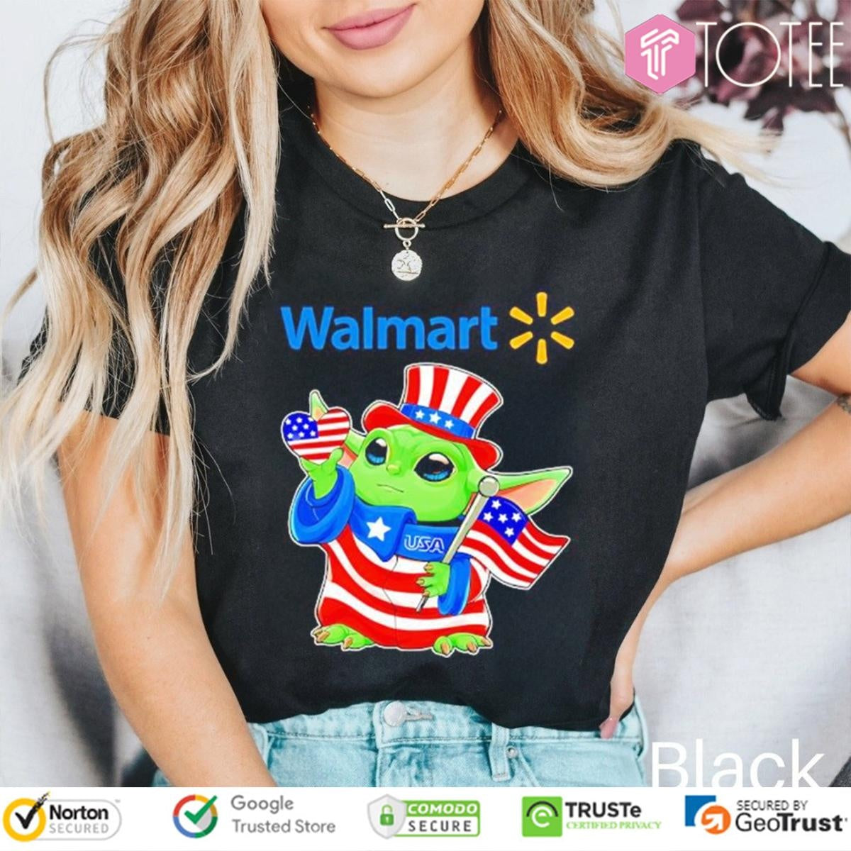 Disney Baby Yoda Walmart Star Wars Force Of July America T-shirt