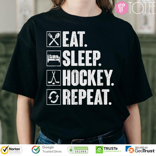 Eat Sleep Hockey Repeat Player Gift T-shirt