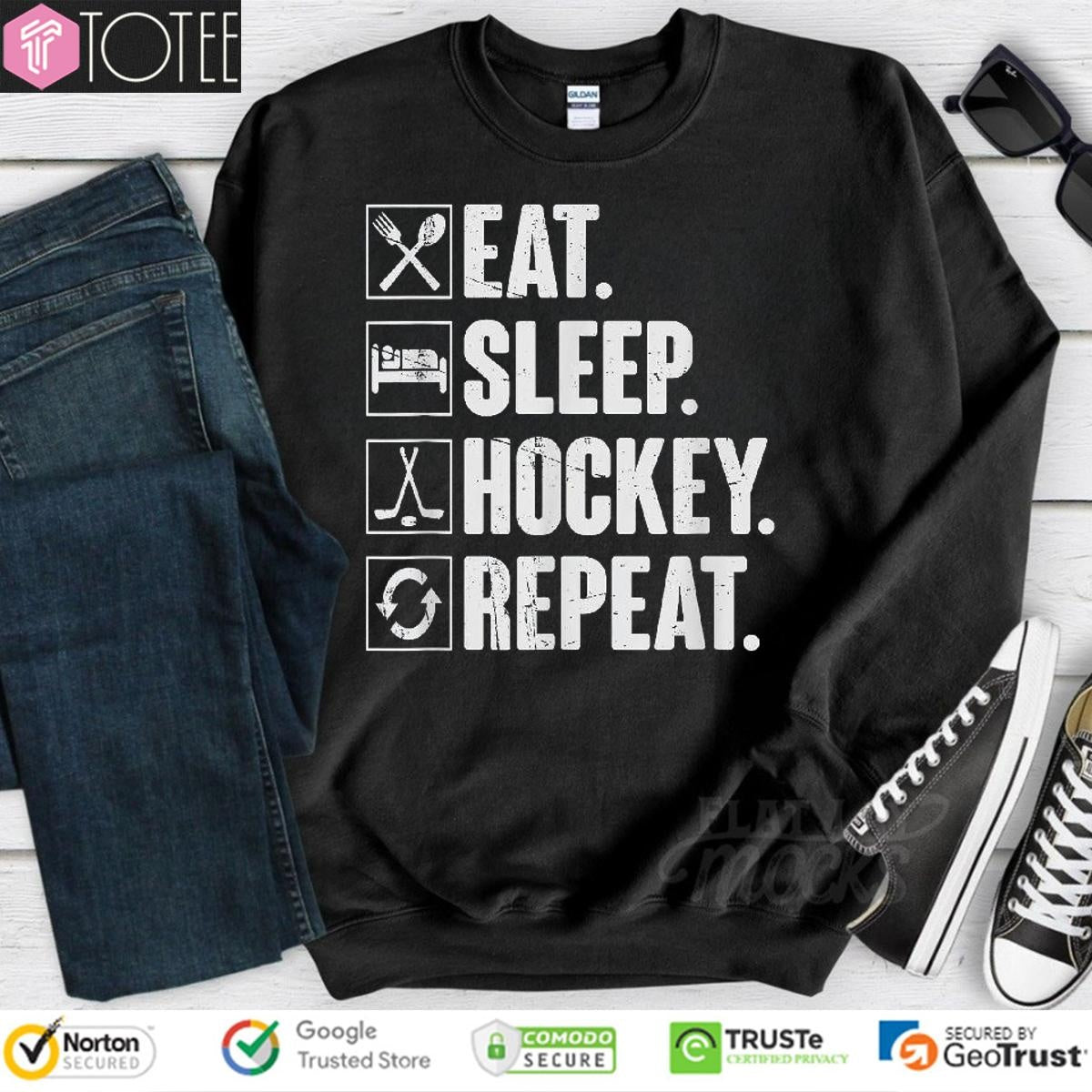Eat Sleep Hockey Repeat Player Gift T-shirt