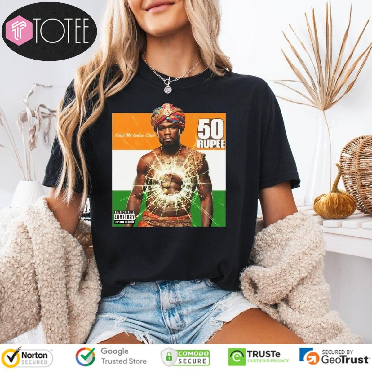 Find Me India Club 50 Cent 50 Rupee India Flag T-shirt