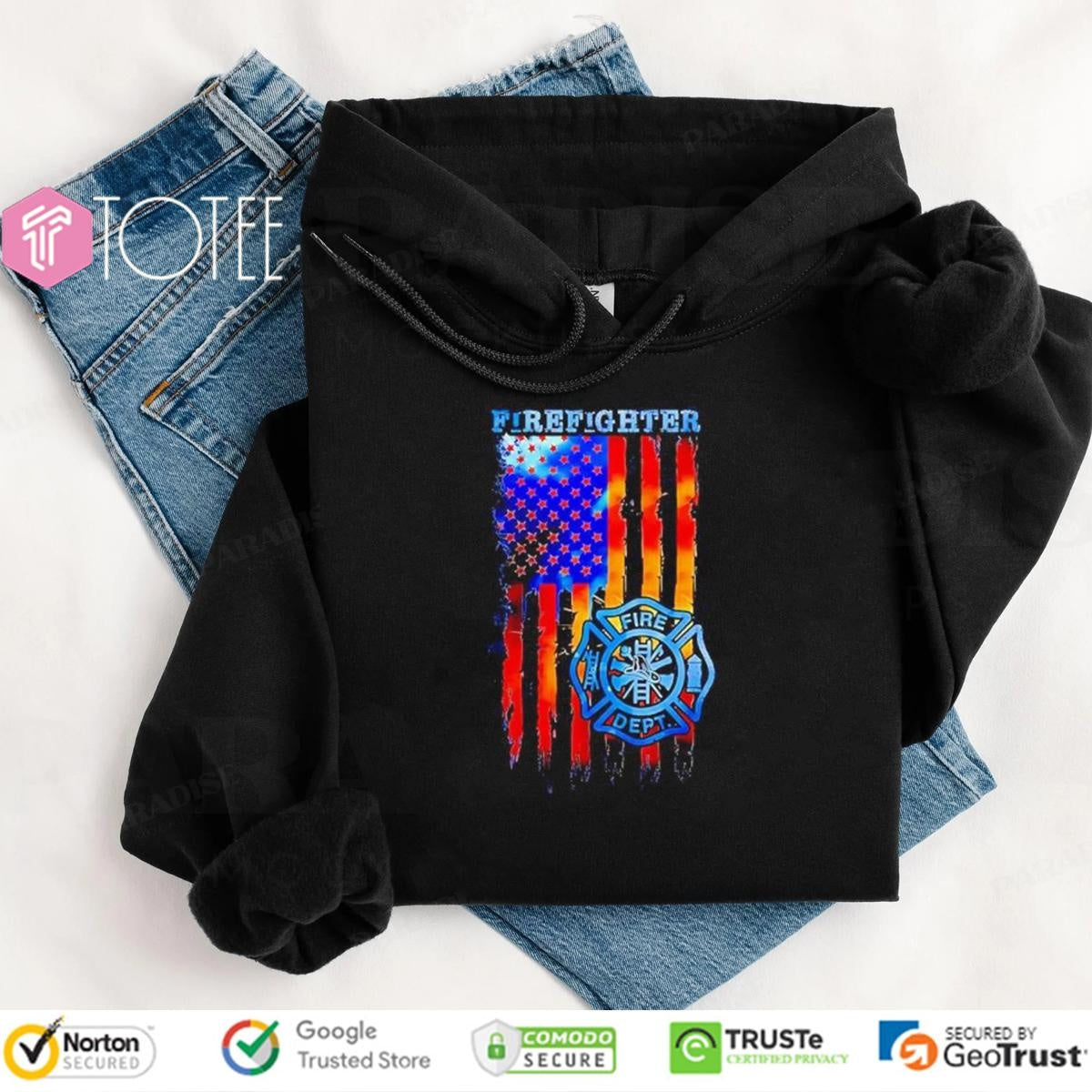 Firefighter Fire Dept American Flag T-shirt