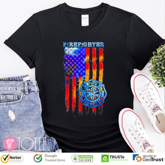 Firefighter Fire Dept American Flag T-shirt