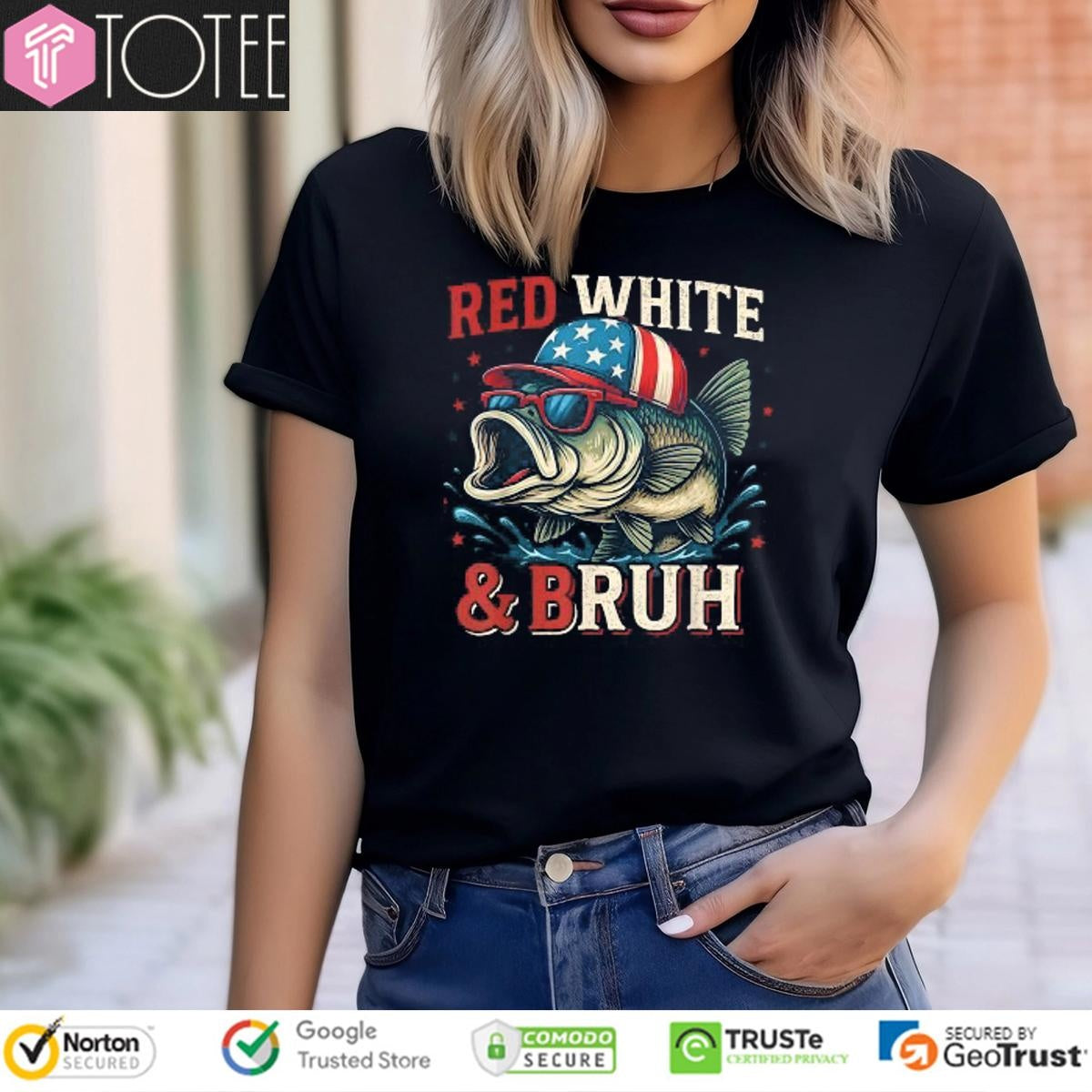 Fishing Red White & Bruh Happy 4Th Of July T-shirt