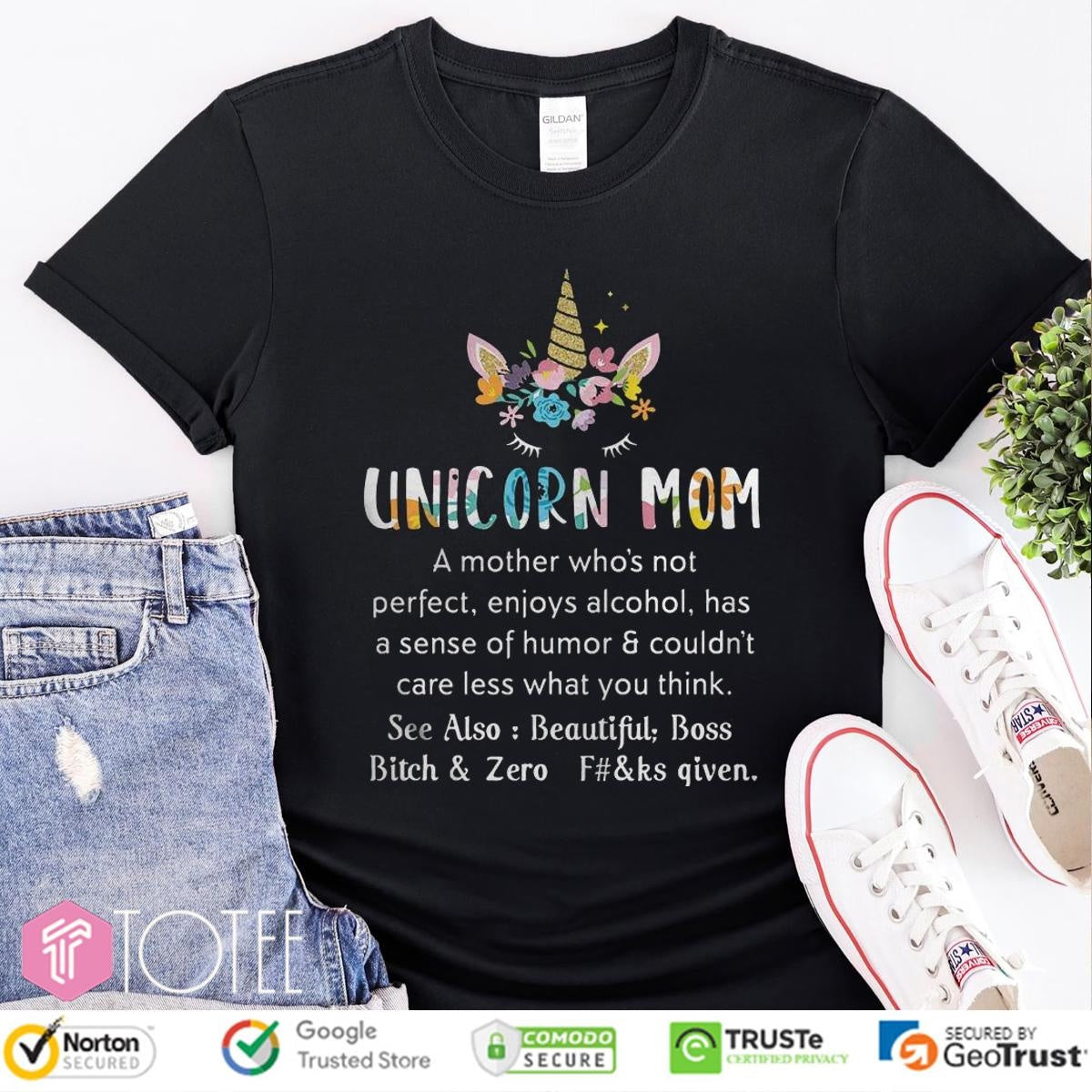 Flower Unicorn Mom Definition Meaning Mothers Day T-shirt