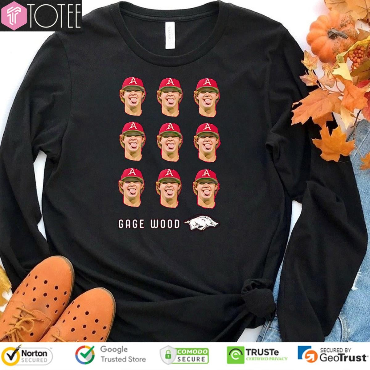 Gage Wood Arkansas Razorbacks Baseball T-shirt