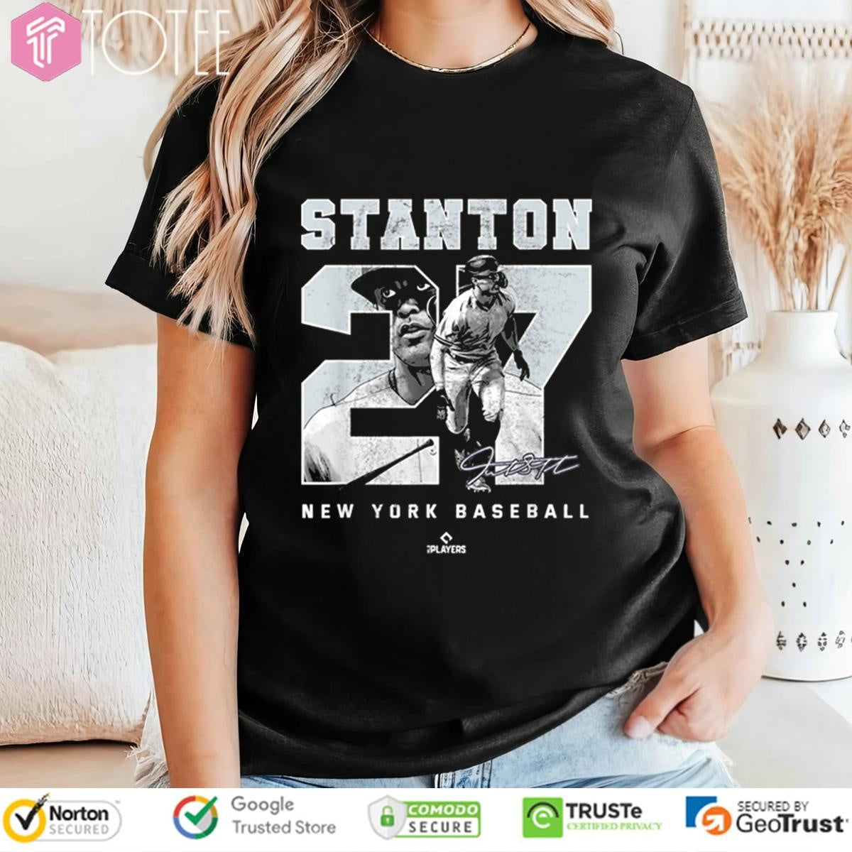 Giancarlo Stanton 27 New York Yankees Baseball Signature T-shirt