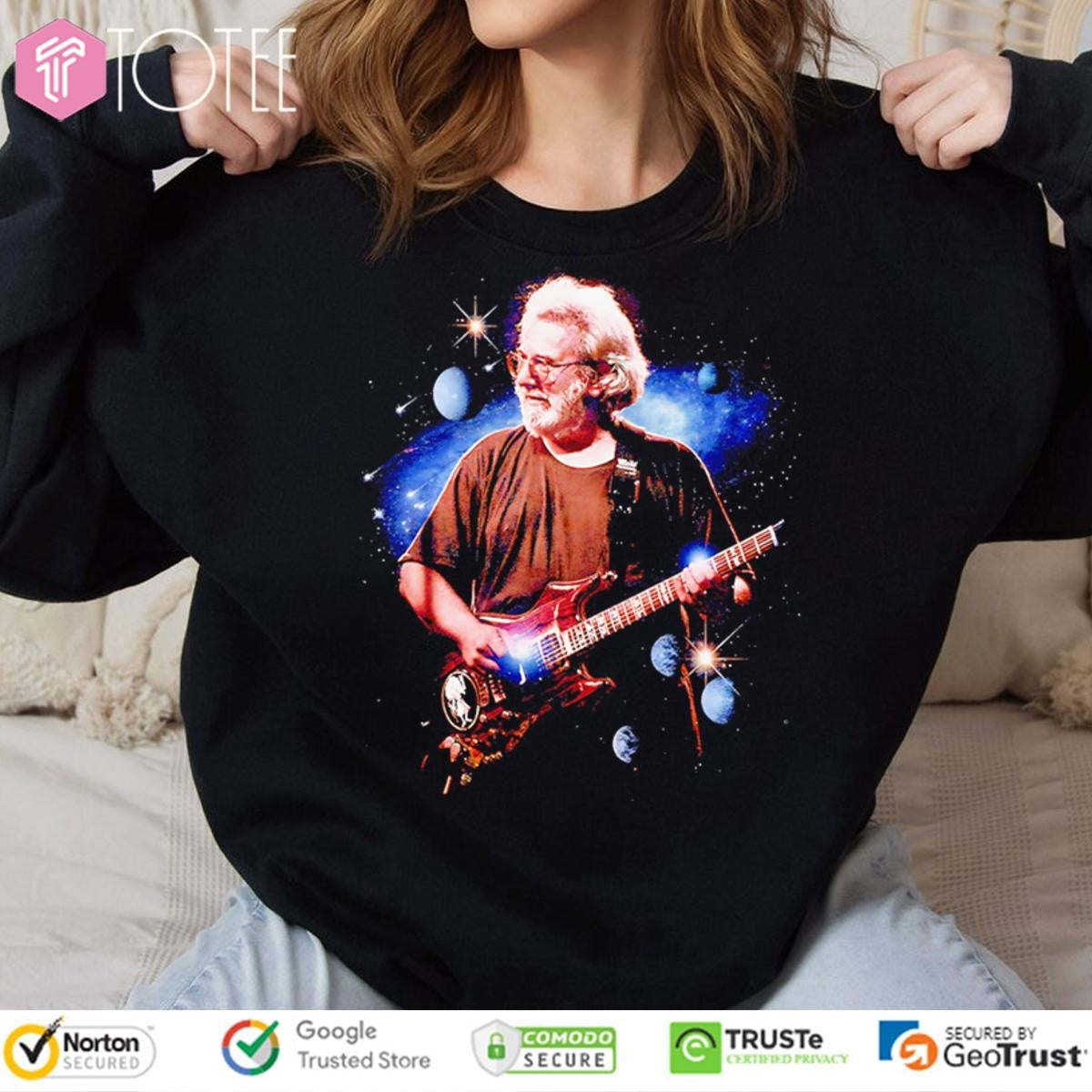 Grateful Dead Jerry Garcia Playing Guitar Space Graphic T-shirt