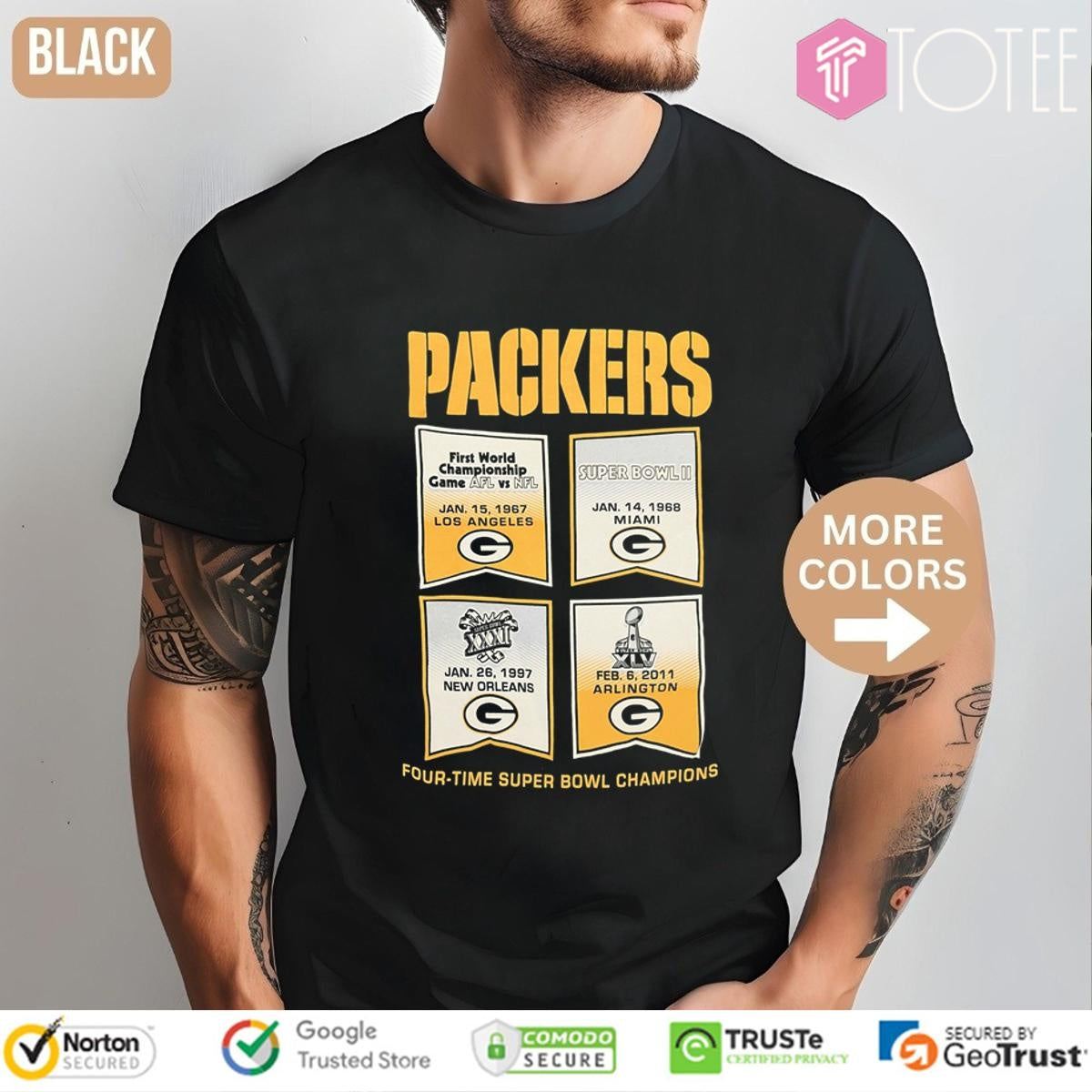 Green Bay Packers Four-Time Super Bowl Champions T-shirt