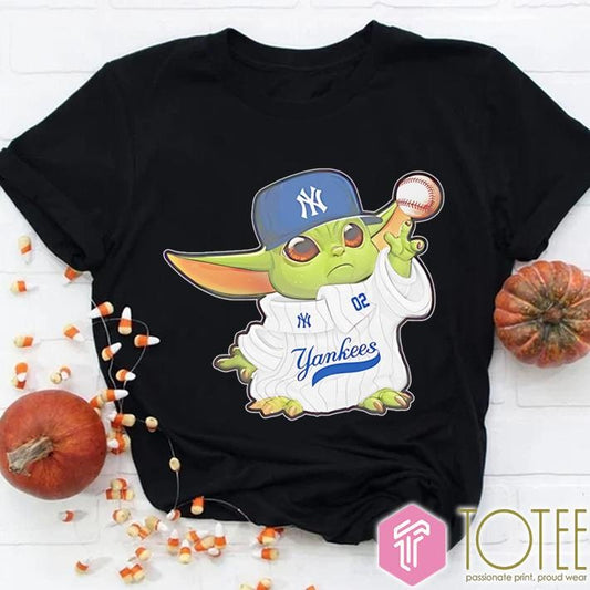 Grogu Baby Yoda Touch New York Yankees Baseball T-shirt