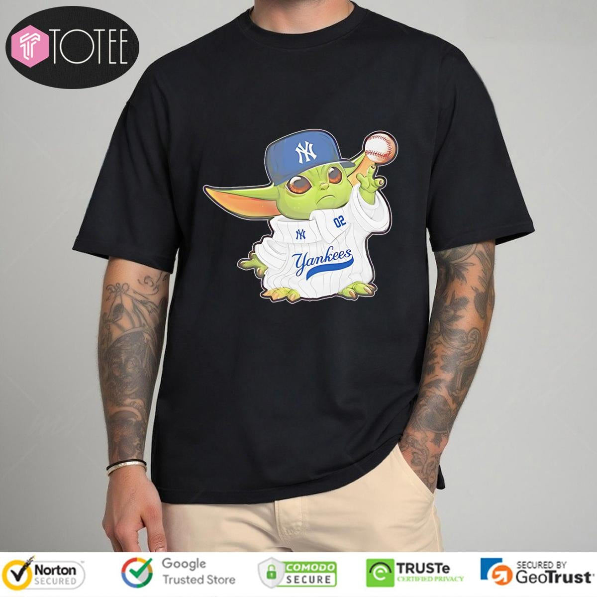 Grogu Baby Yoda Touch New York Yankees Baseball T-shirt