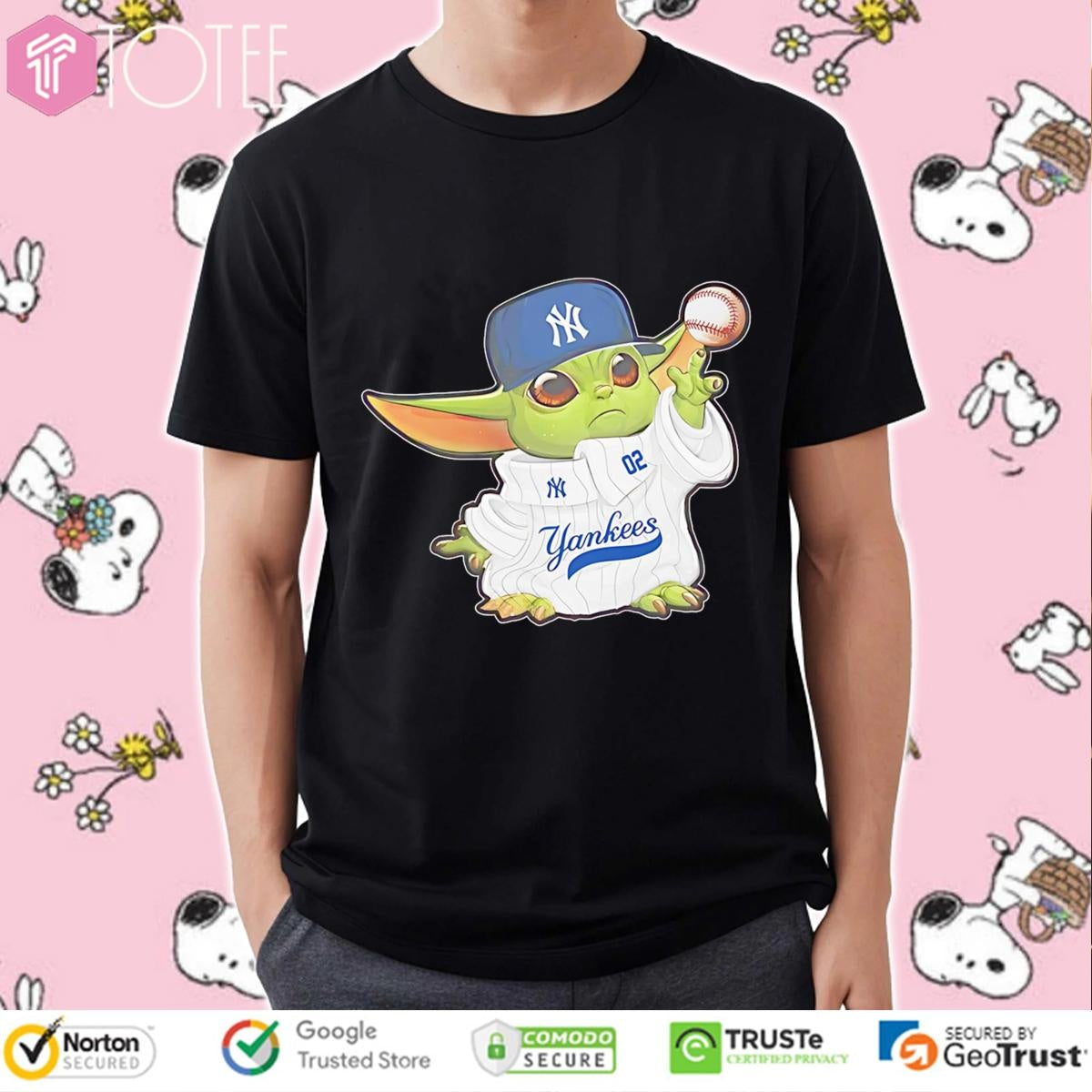 Grogu Baby Yoda Touch New York Yankees Baseball T-shirt