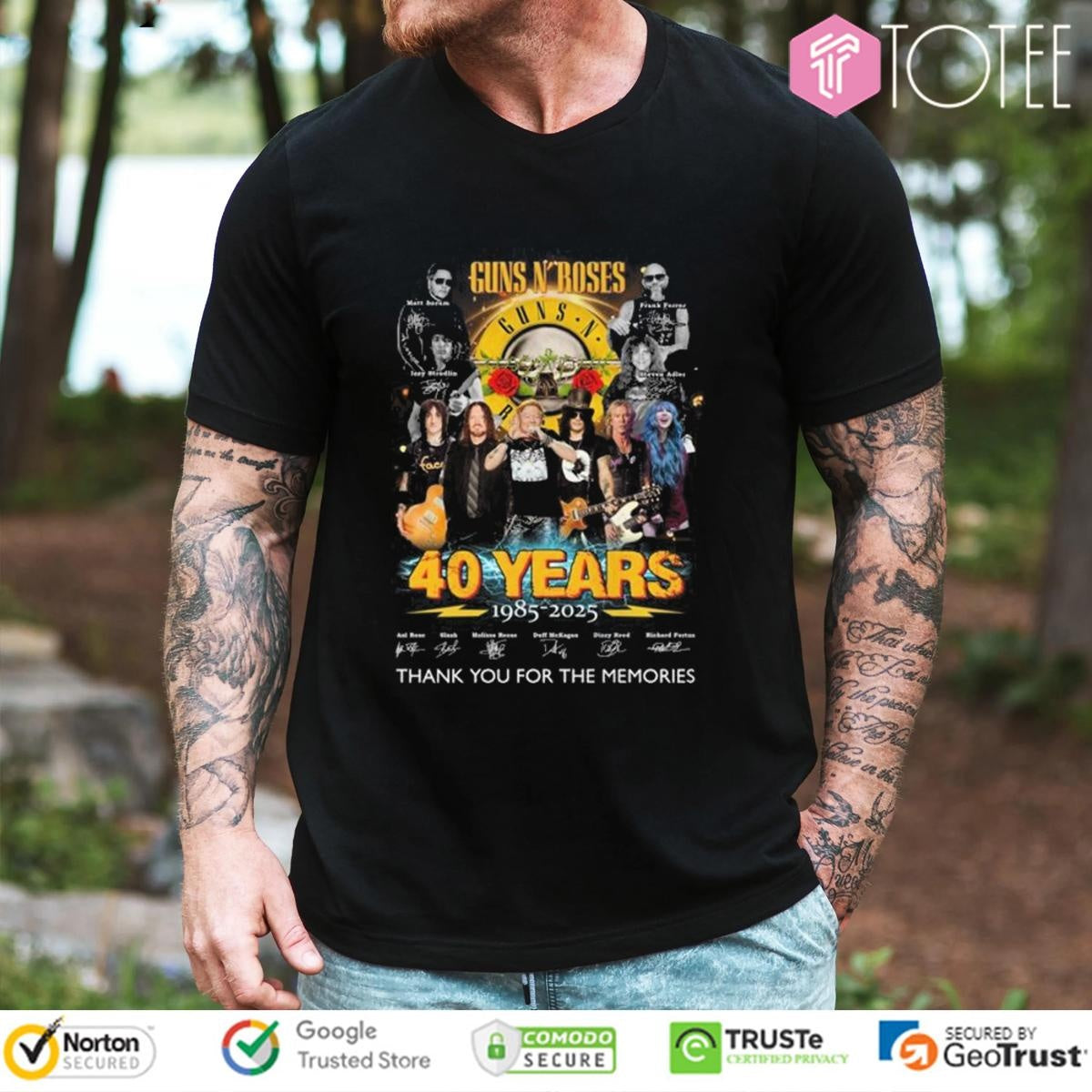 Guns N Roses 40 Years 1985–2025 Signatures Thank Memories T-shirt