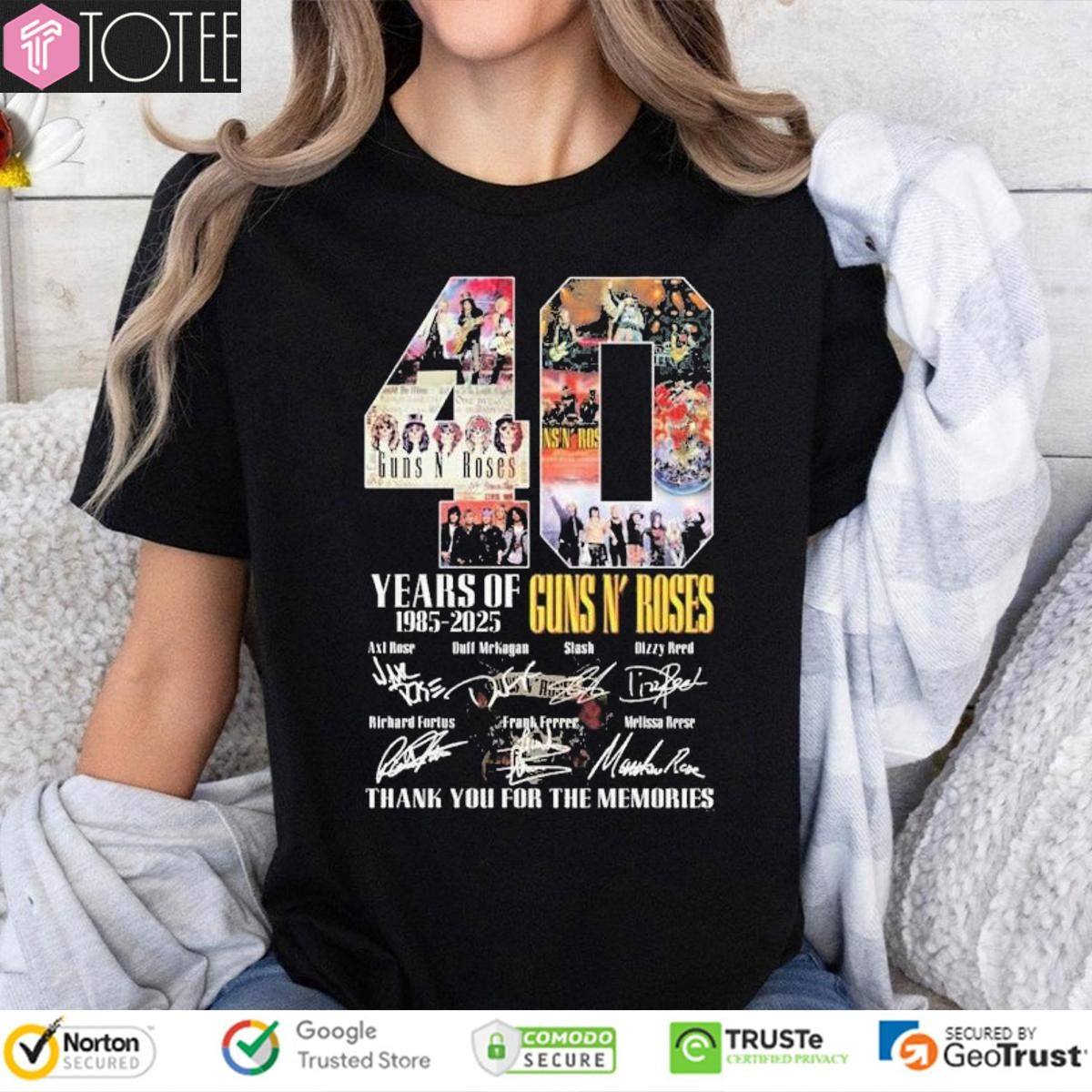 Guns N Roses 40 Years Of 1985-2025 Signatures T-shirt