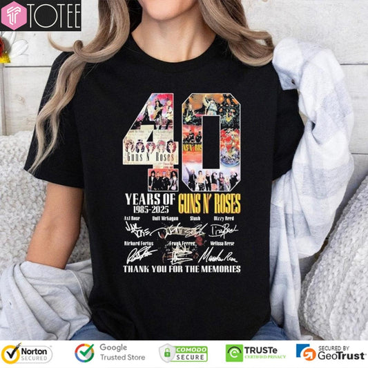 Guns N Roses 40 Years Of 1985-2025 Signatures T-shirt