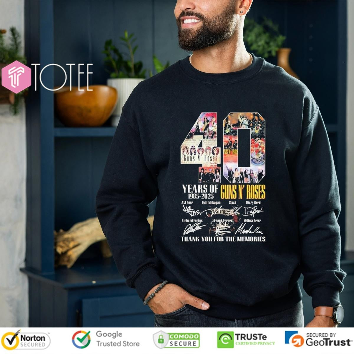 Guns N Roses 40 Years Of 1985-2025 Signatures T-shirt