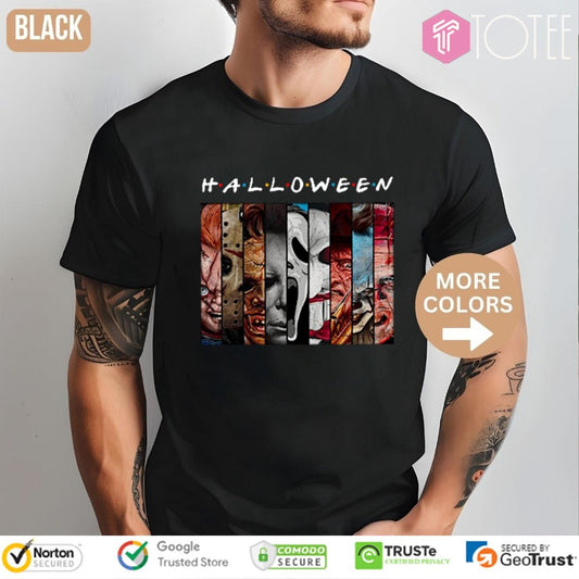 Halloween Friends Themed Horror Movies Characters T-shirt