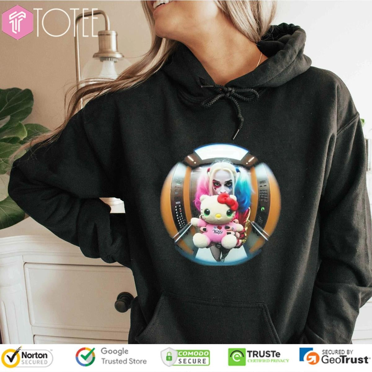 Harley Quinn And Hello Kitty Elevator Fisheye Lens T-shirt