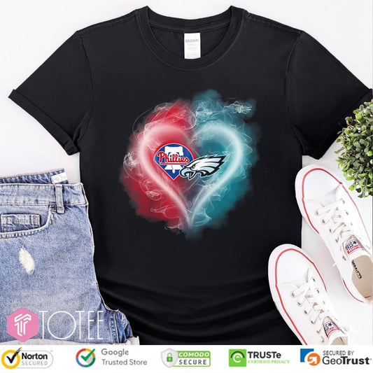 Heart Smoke Philadelphia Phillies Philadelphia Eagles Logo T-shirt