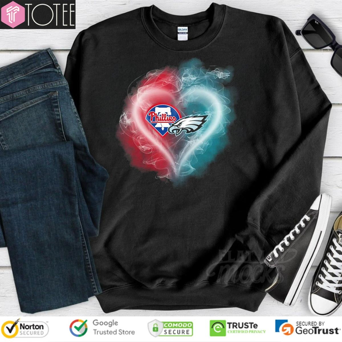Heart Smoke Philadelphia Phillies Philadelphia Eagles Logo T-shirt