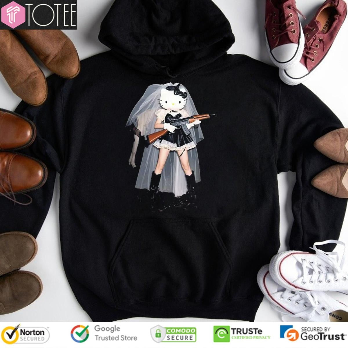Hello Kitty Black Bride Dark Humor T-shirt