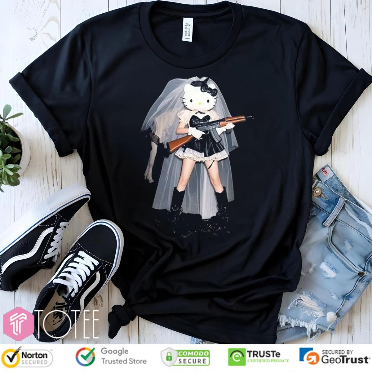 Hello Kitty Black Bride Dark Humor T-shirt