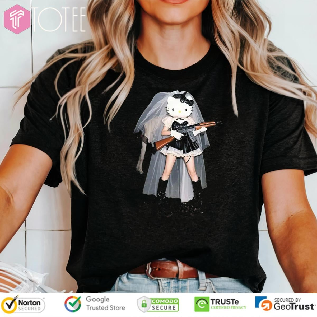 Hello Kitty Black Bride Dark Humor T-shirt