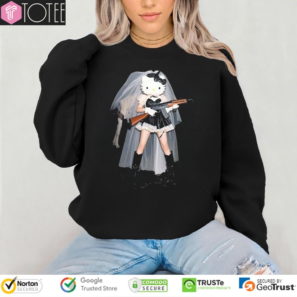 Hello Kitty Black Bride Dark Humor T-shirt