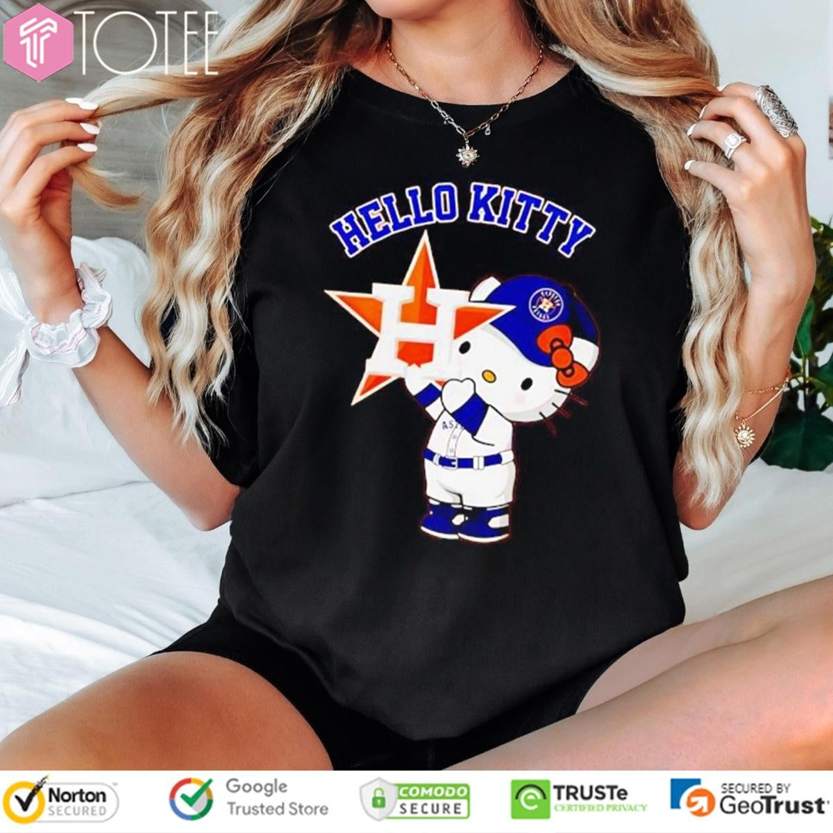Hello Kitty Hold Houston Astros Baseball Logo T-shirt