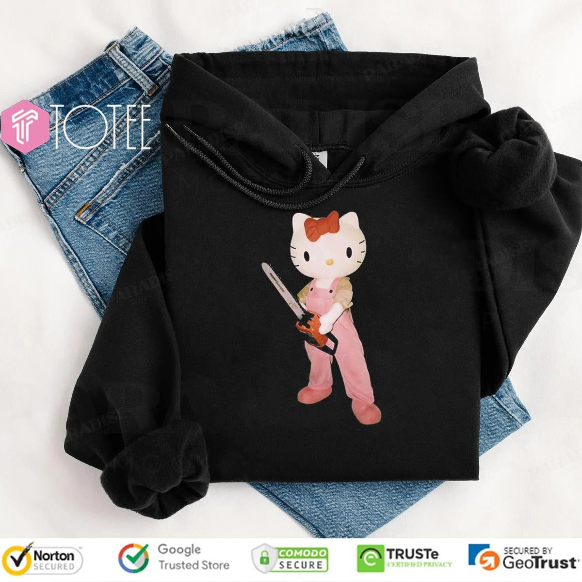 Hello Kitty Holding Chainsaw Meme T-shirt