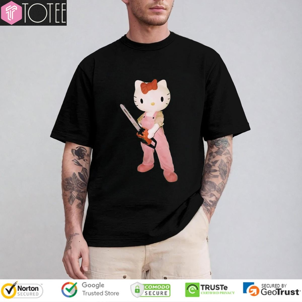 Hello Kitty Holding Chainsaw Meme T-shirt