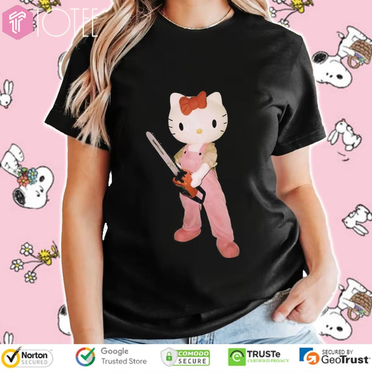 Hello Kitty Holding Chainsaw Meme T-shirt