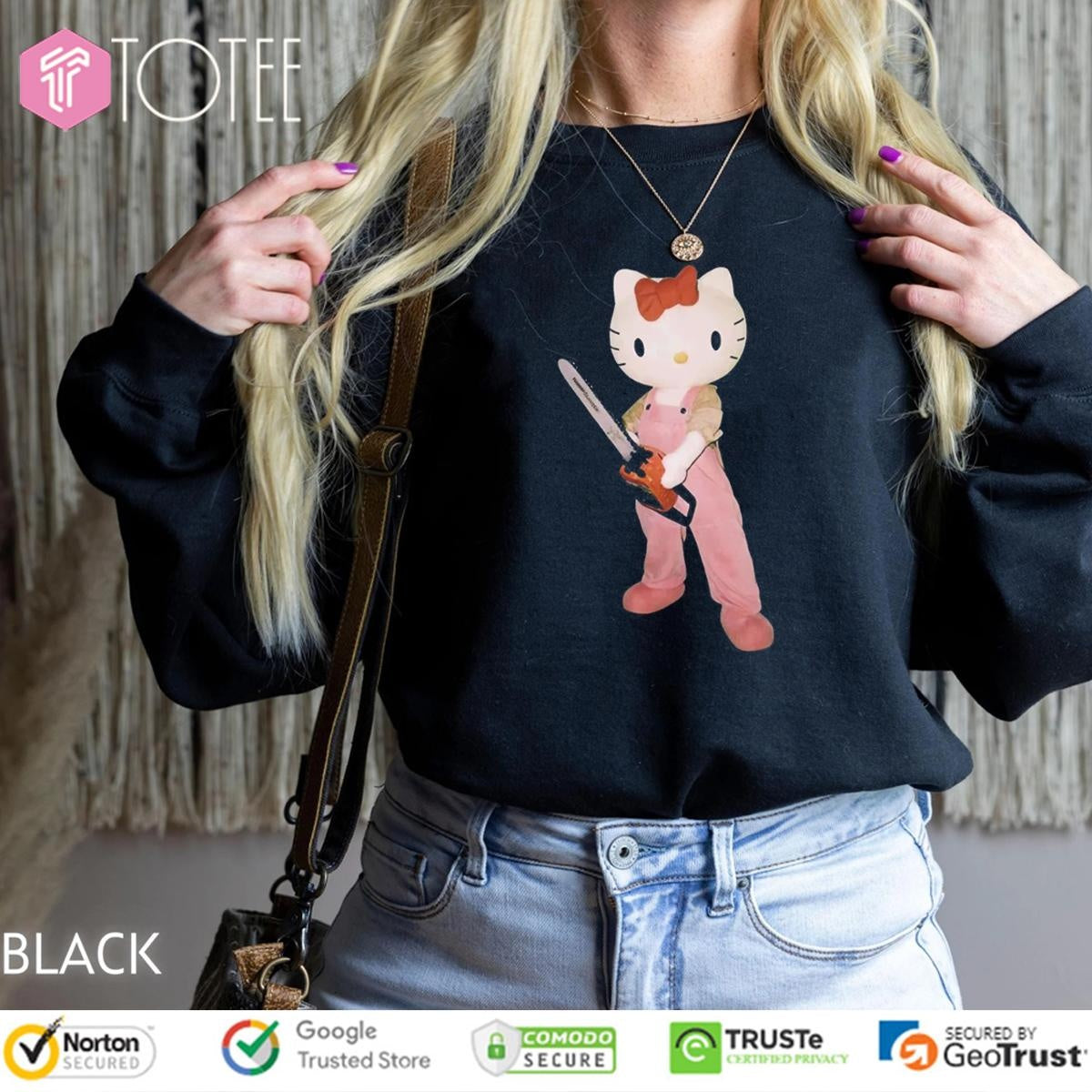 Hello Kitty Holding Chainsaw Meme T-shirt