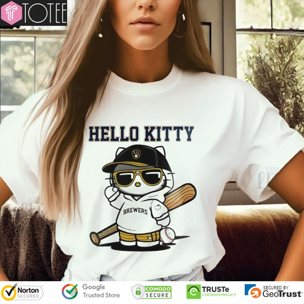 Hello Kitty Milwaukee Brewers Baseball T-shirt