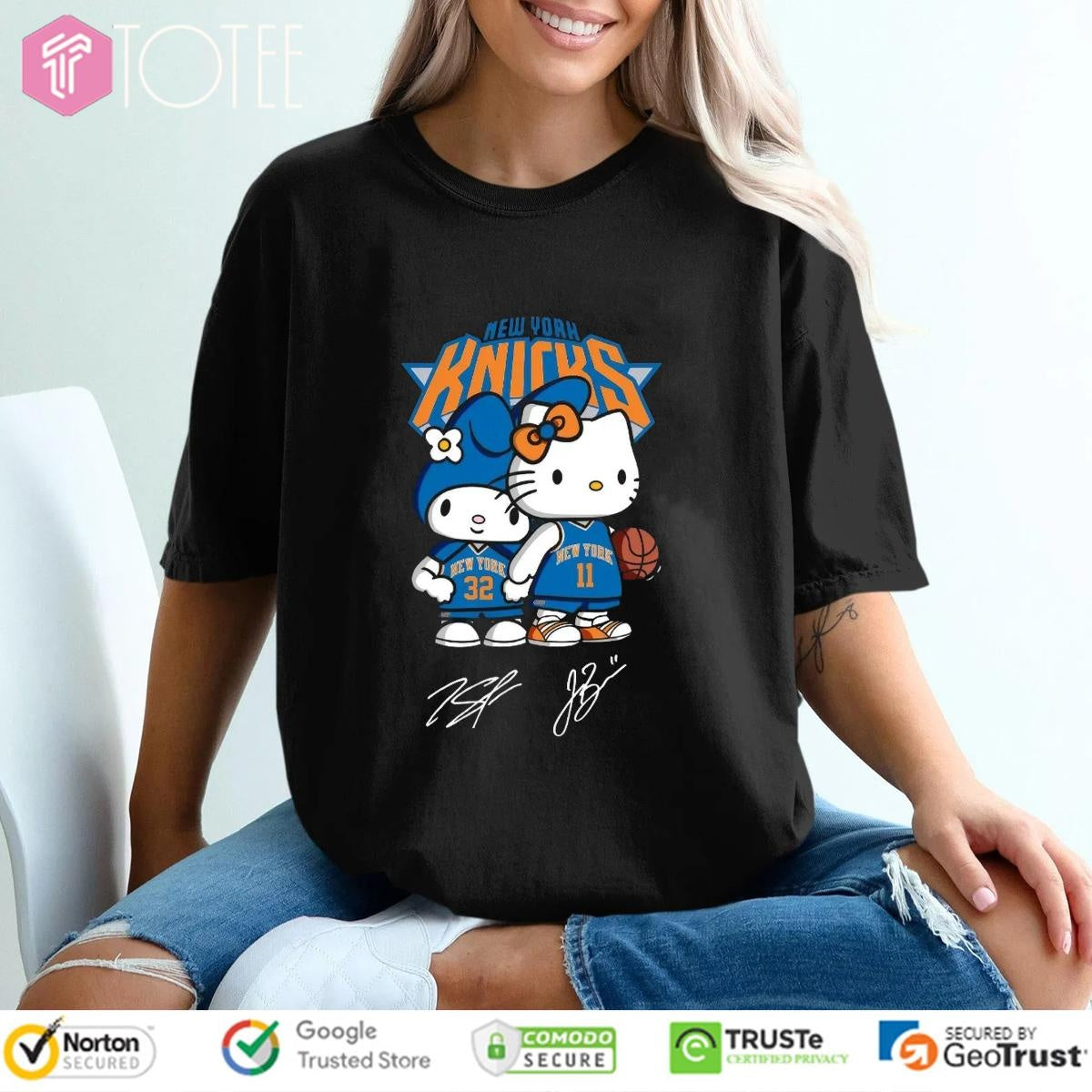Hello Kitty New York Knicks Karl-Anthony Towns Jalen Brunson Signatures T-shirt