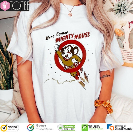 Here Comes Mighty Mouse Superman Mickey T-shirt