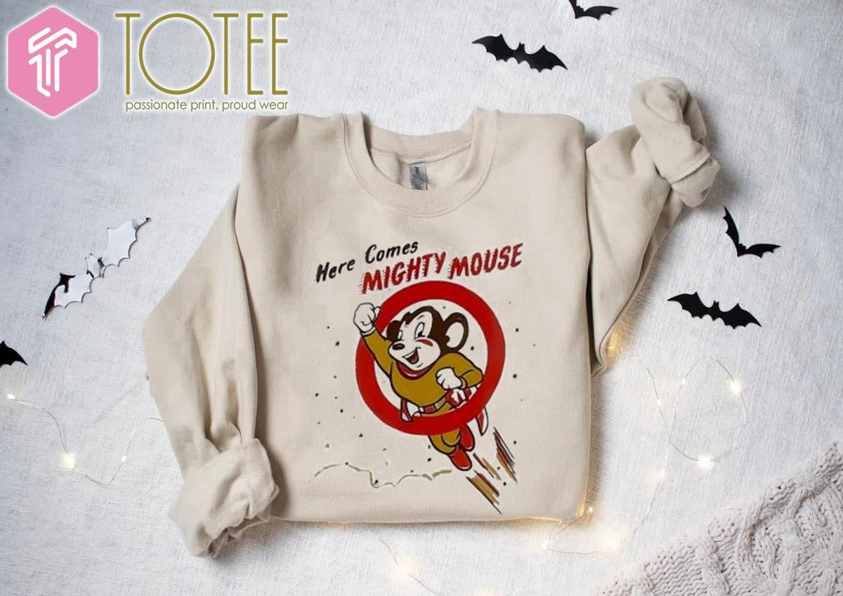 Here Comes Mighty Mouse Superman Mickey T-shirt