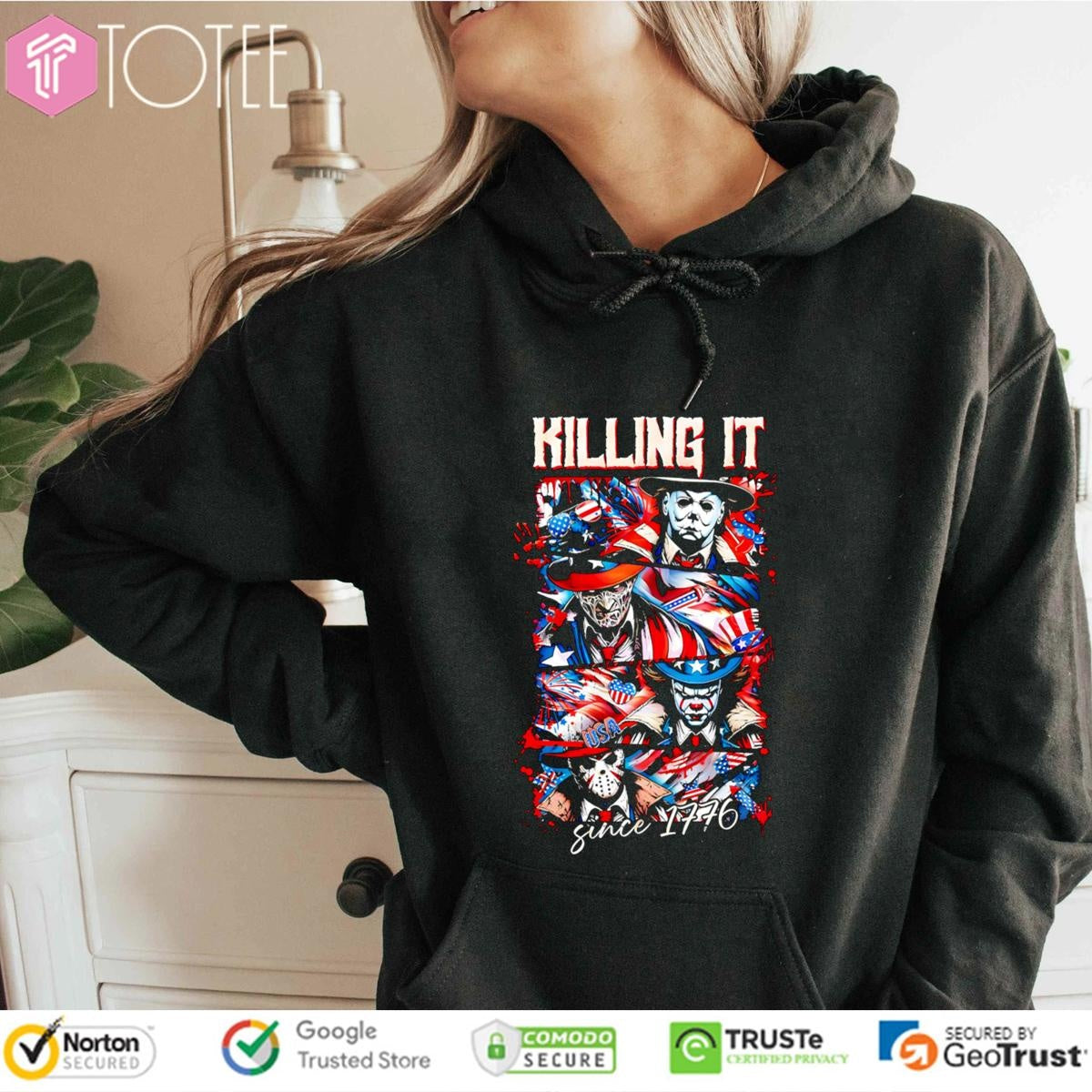 Horror Villains Patriotic Killing It Since 1776 Happy 4Th Of July T-shirt