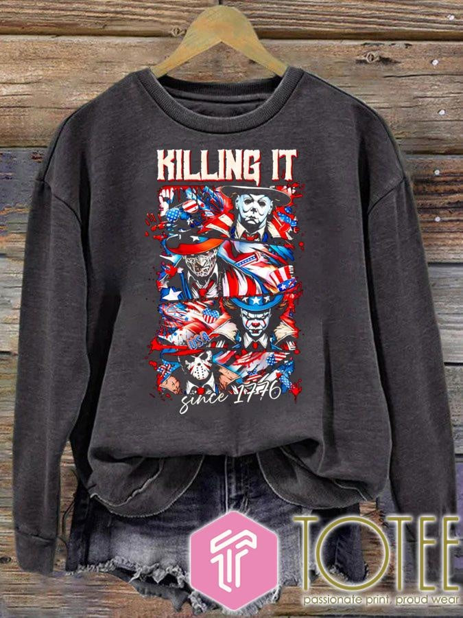 Horror Villains Patriotic Killing It Since 1776 Happy 4Th Of July T-shirt